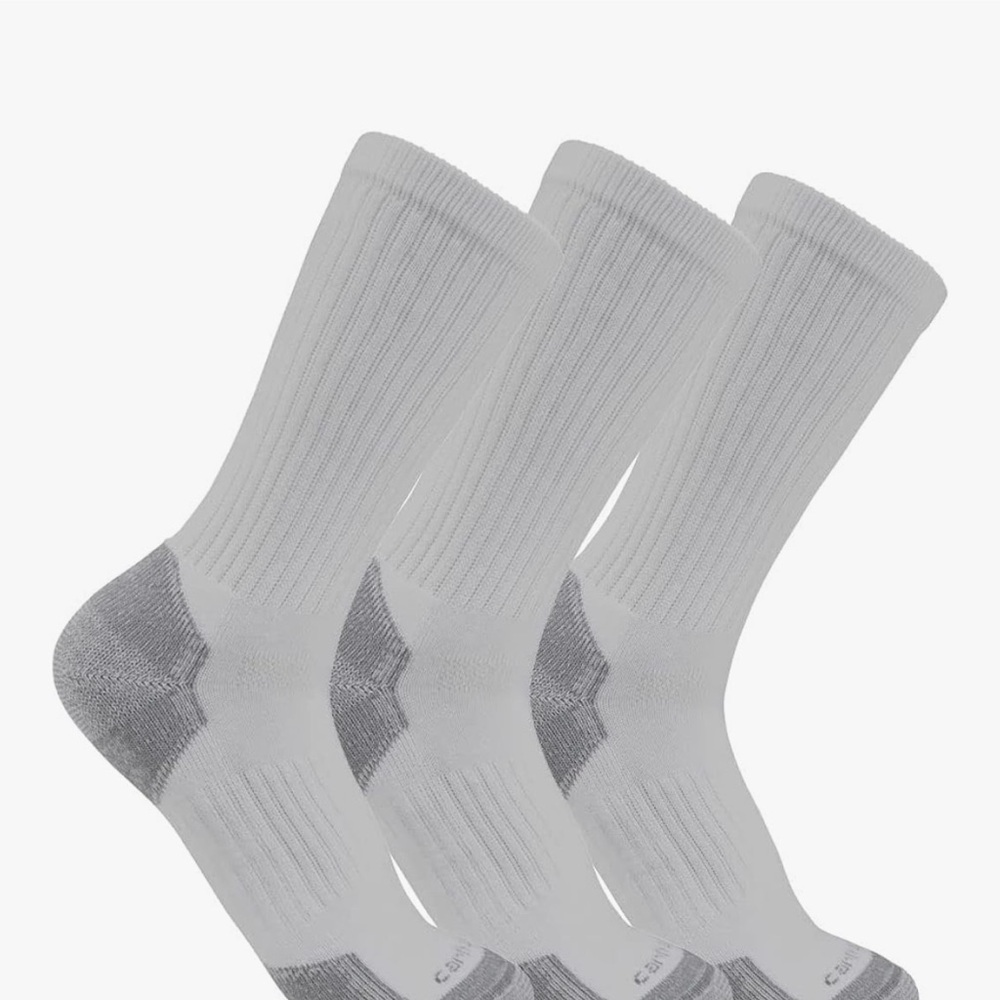 Men's Carhartt Midweight Grey Crew Socks - Cushioned Comfort (3 Pack) - Picture 3 of 3